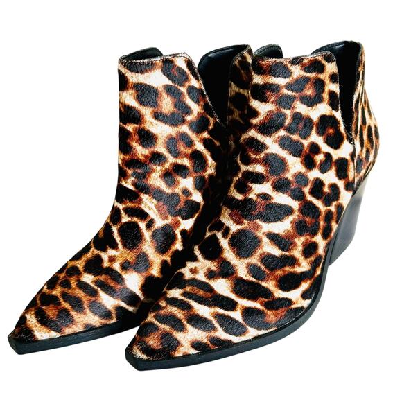 Gianni Bini Huttsen Leopard Print Calf Hair Ankle Booties Size 8 - Picture 1 of 6